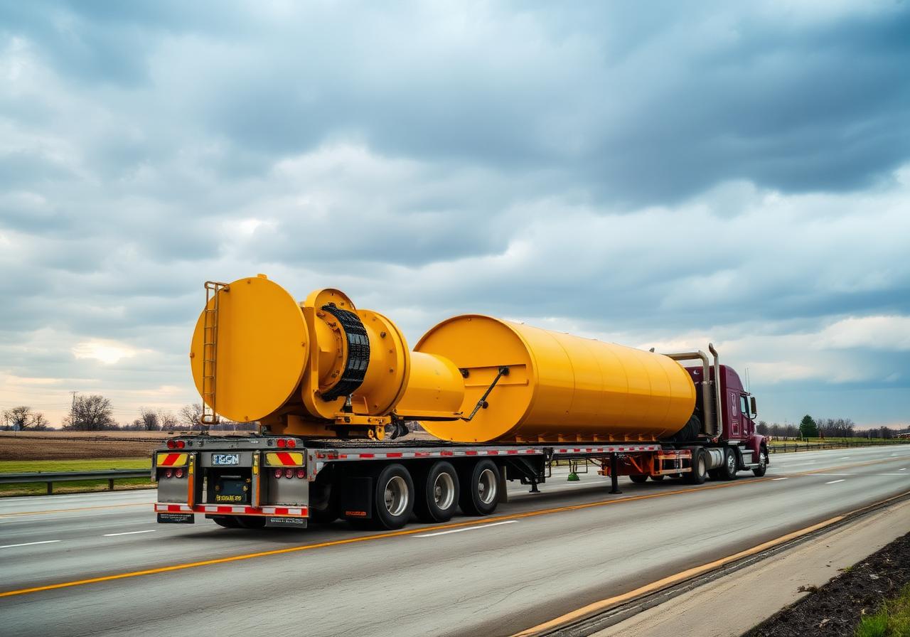Heavy equipment in transport